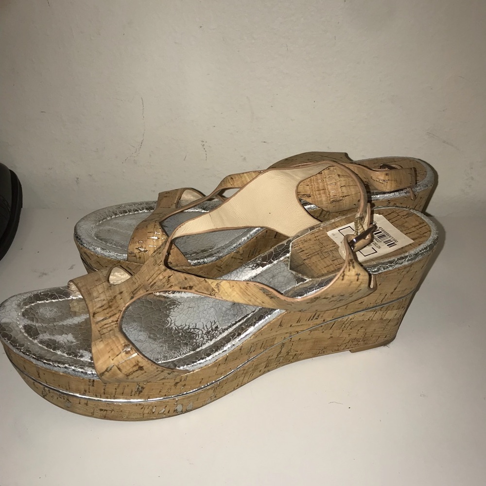 Donald J. Pliner platform cork and foil wedge heel - Picture 5 of 8
